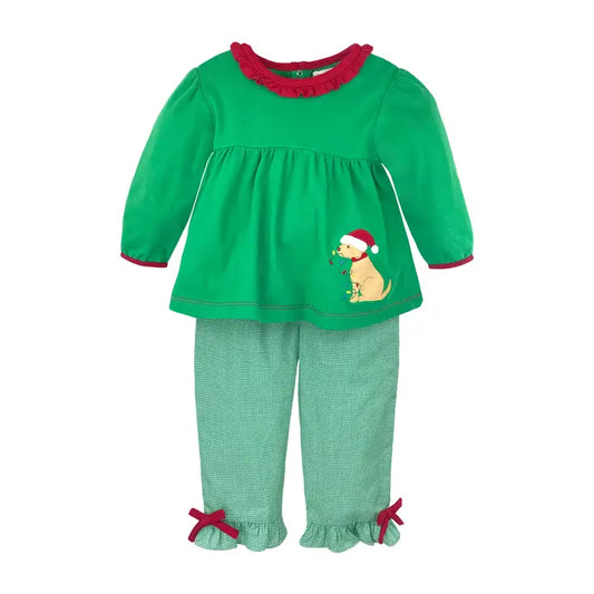 Girls Christmas Dog Top & Pant Set