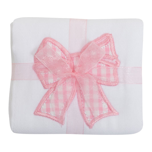 Pink Bow Appliqued Burp Rag