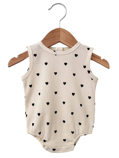 Organic Black Heart Waffle Bubble Romper