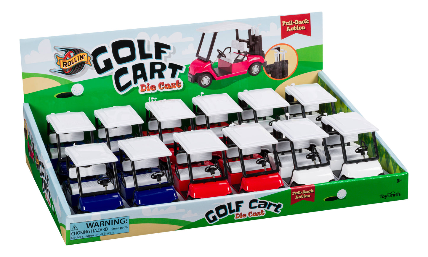 Toysmith Pull-Back Golf Cart-Toy Car, Die Cast