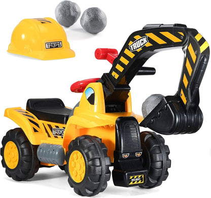 Play22 Ride-On Toy Tractor Excavator for Kids with Helmet