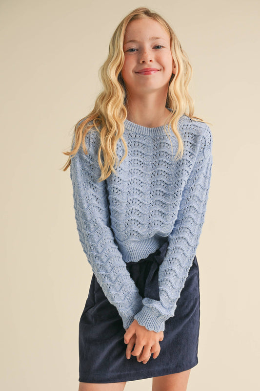 Tween Girls Wavy Knitwear Pull Over