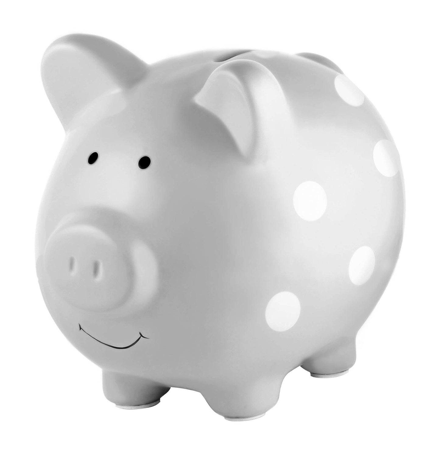 Gray Polka Dot Piggy Bank