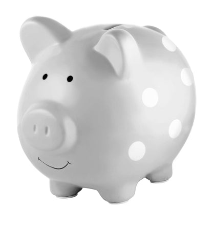 Gray Polka Dot Piggy Bank