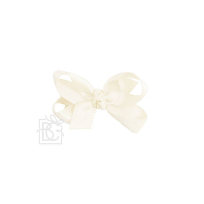 SATIN BOW ON CLIP: POWDER BLUE / 5.5" Huge - 2.25" Ribbon on Alligator Clip
