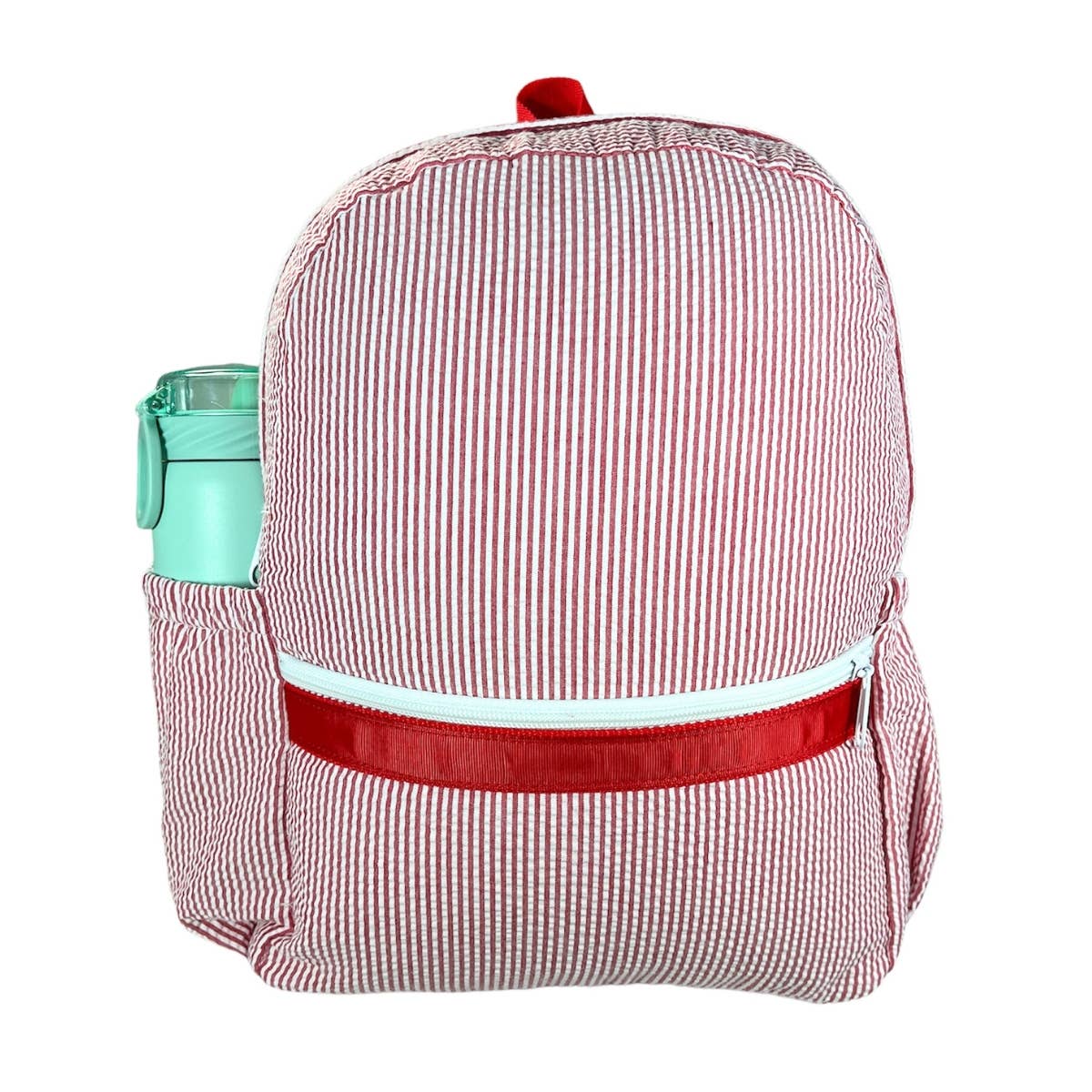 Red Seersucker Medium Backpack