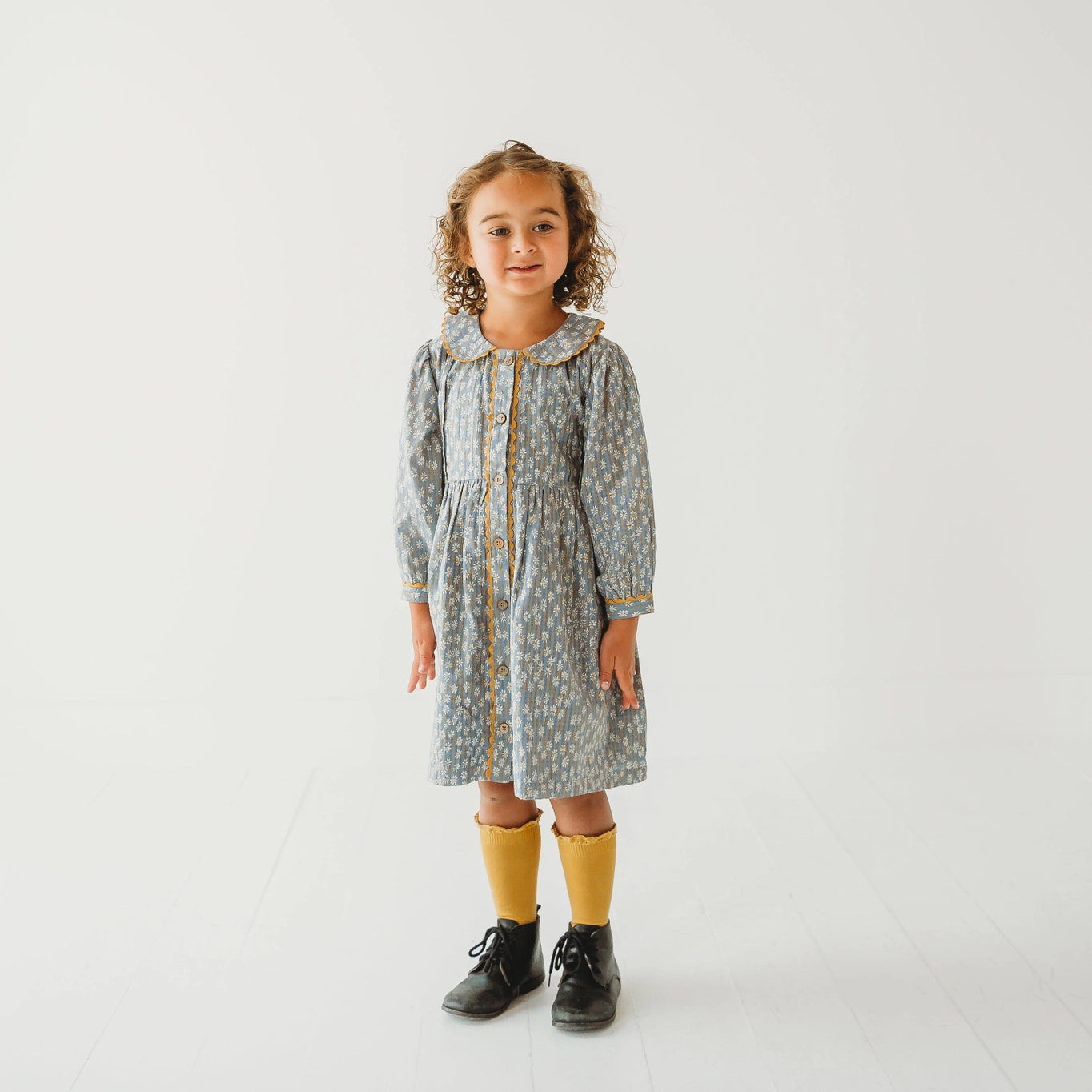 Whispering Florals Grey Cotton Printed Dress
