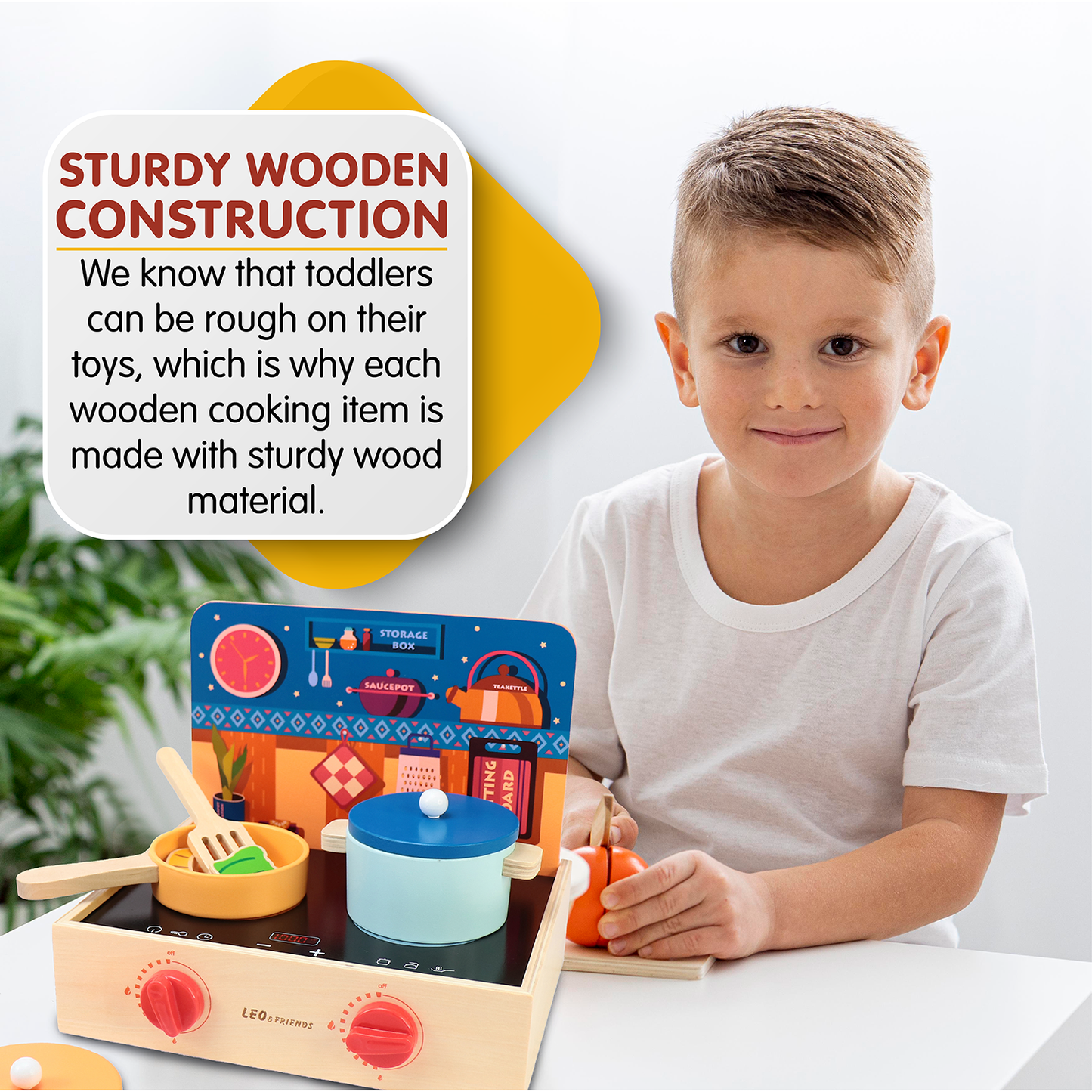 2-in-1 Mini Kitchen Wooden Play Set with 15-Pieces