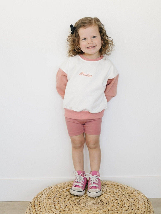Ribbed Bamboo Bike Shorts: Pink