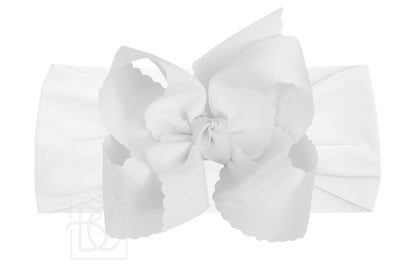 Wide Pantyhose Headband with XL Scalloped Bow