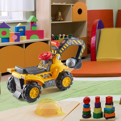 Play22 Ride-On Toy Tractor Excavator for Kids with Helmet