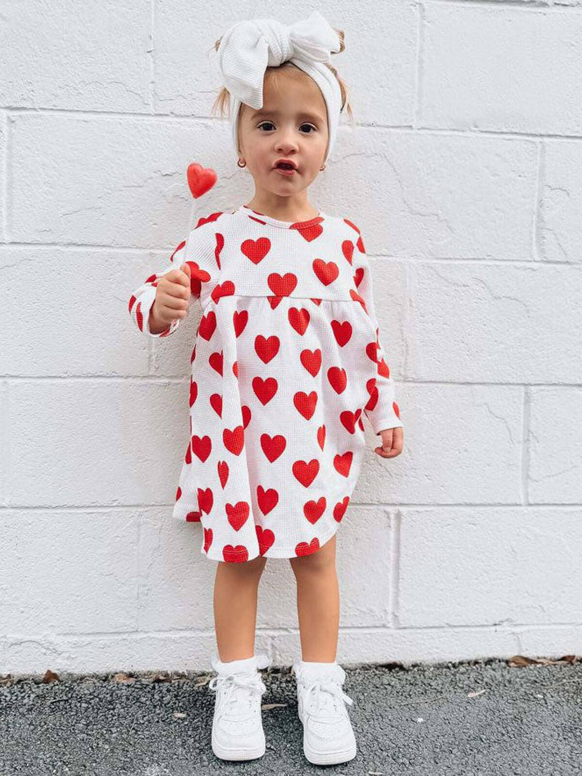 Organic Red Heart Waffle Simple Dress