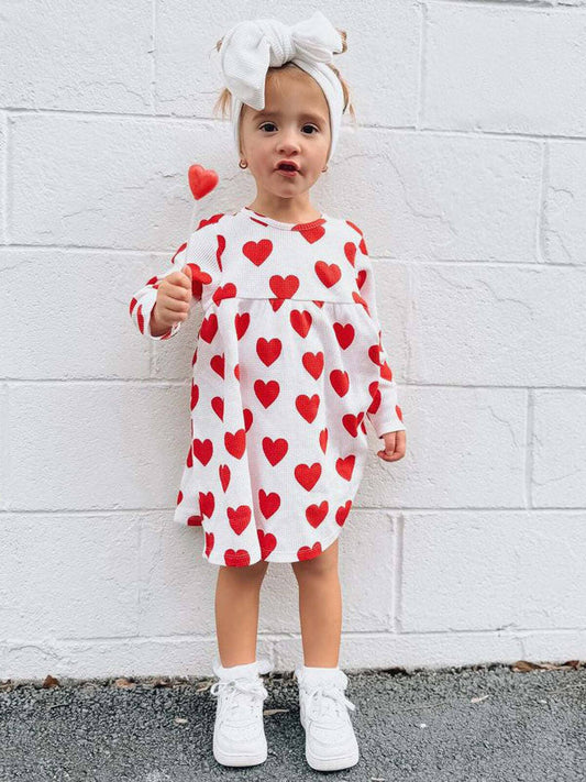 Organic Red Heart Waffle Simple Dress