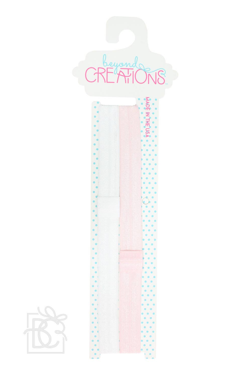 Skinny Elastic Headband Pack: White & Light Pink