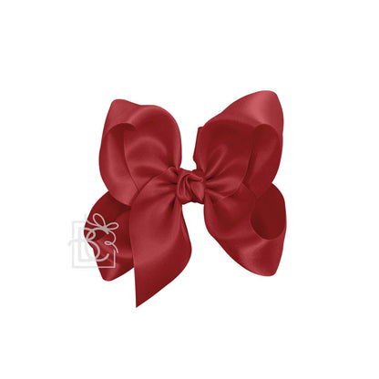 SATIN BOW ON CLIP: POWDER PINK / 5.5" Huge - 2.25" Ribbon on Alligator Clip
