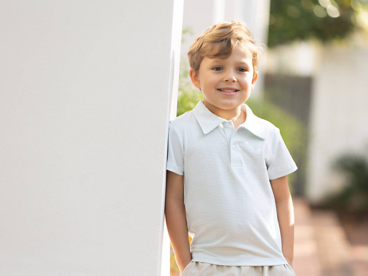 Blue White Stripe Kid's Polo