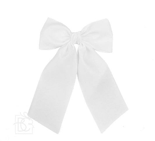 Satin Bow with Tails: White / 4.5" Large