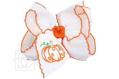 Embroidered Pumpkin Crochet Edge Bow