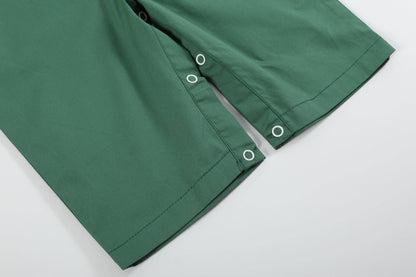 Green Santa Car Christmas Smocked Overalls