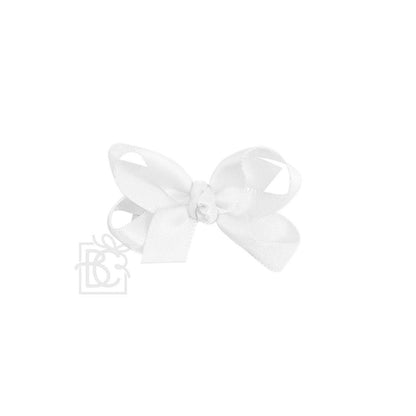 SATIN BOW ON CLIP: POWDER PINK / 5.5" Huge - 2.25" Ribbon on Alligator Clip