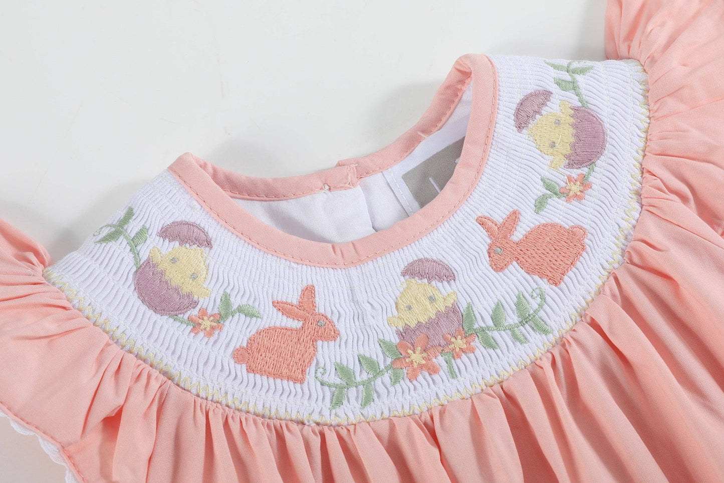 Light Pink Easter Smocked Flutter Romper