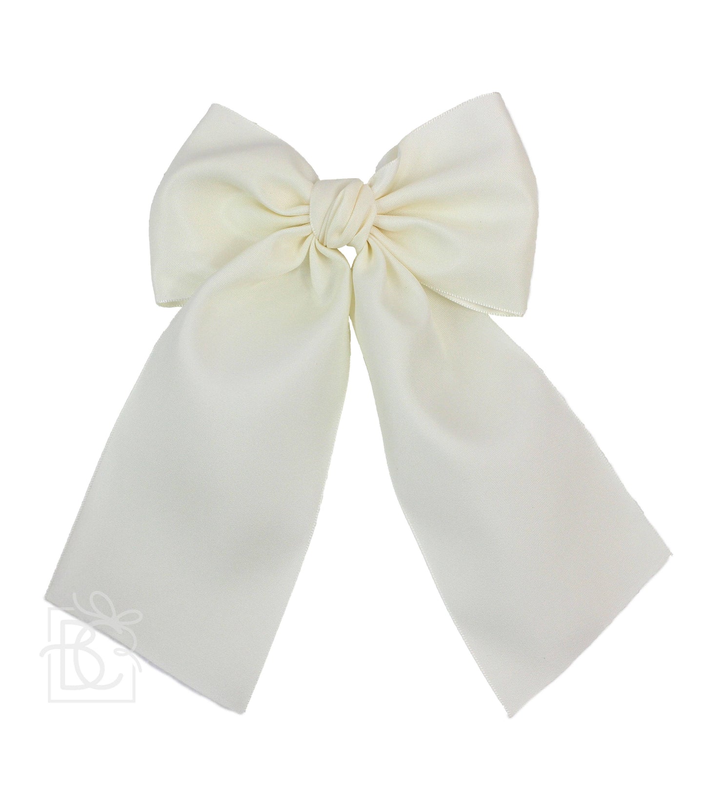 Satin Bown with Tails: Antique White / 4.5" Large