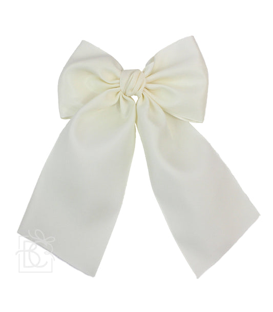 Satin Bown with Tails: Antique White / 4.5" Large