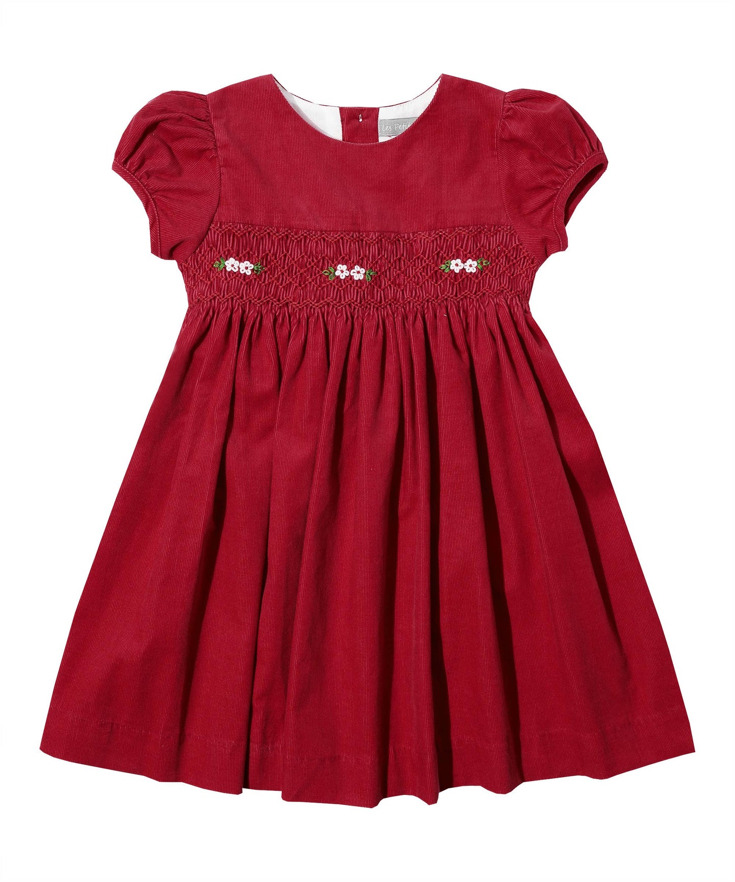 Red Smocked Corduroy Dress