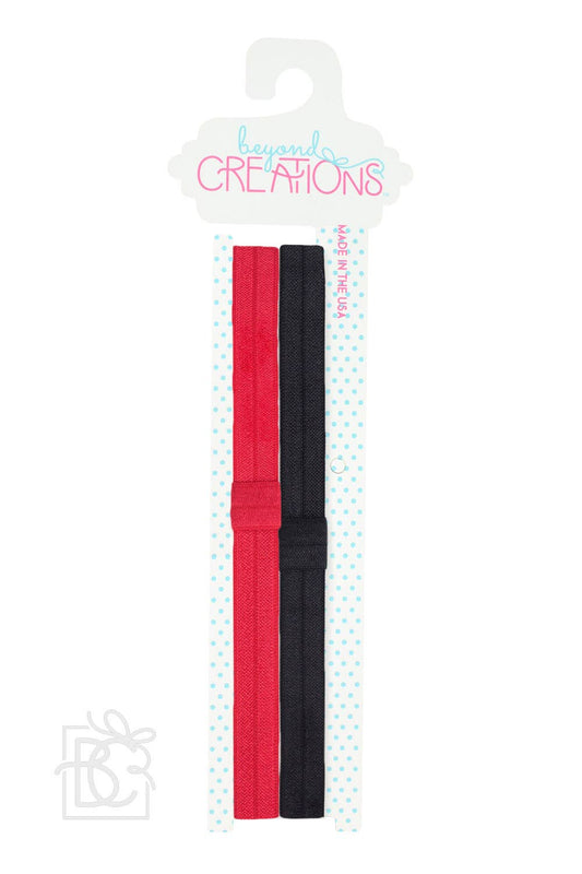 Skinny Elastic Headband Pack: Red & Black