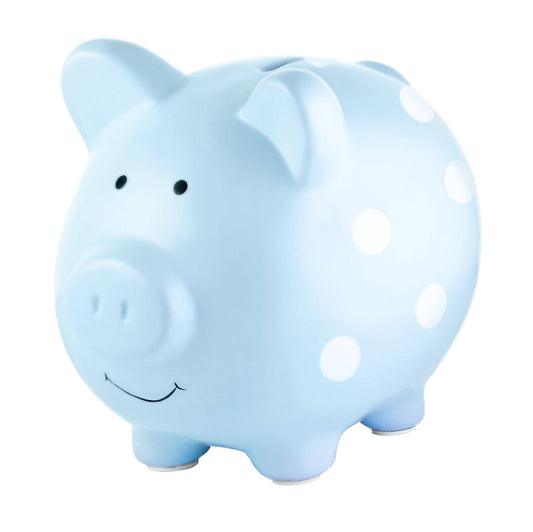 Blue Polka Dot Piggy Bank