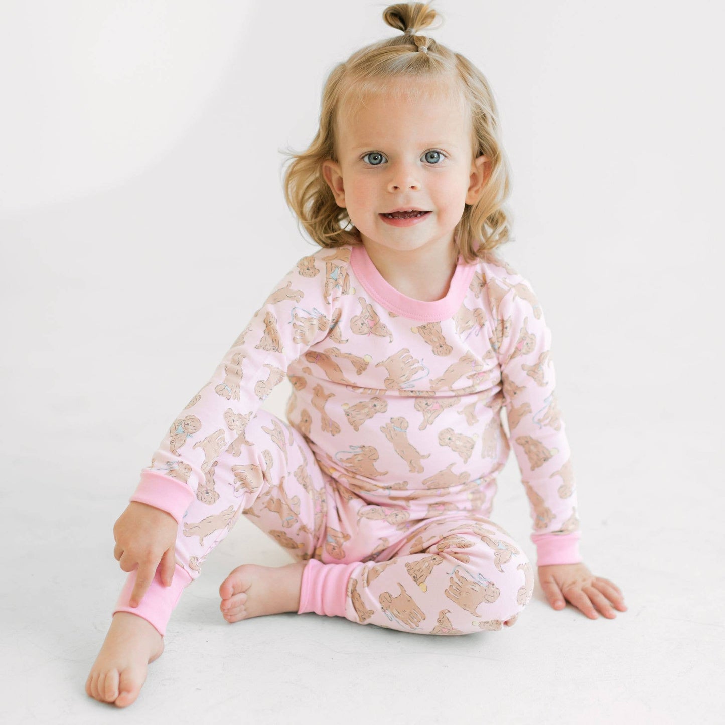 Golden Pup Pink Long Pajamas