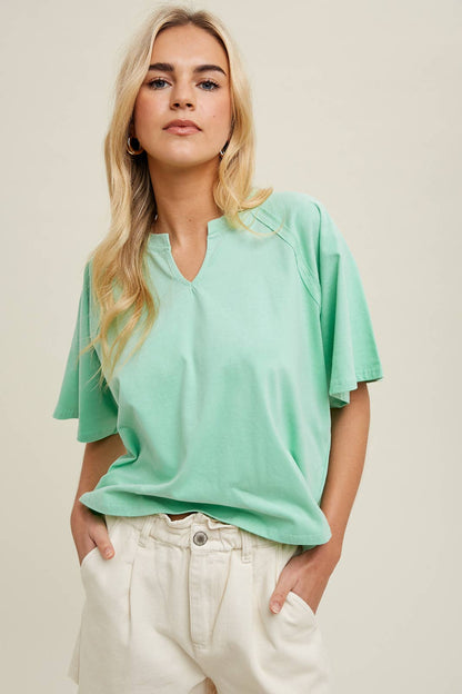 Women's Cotton Knit Top with Drop Shoulder