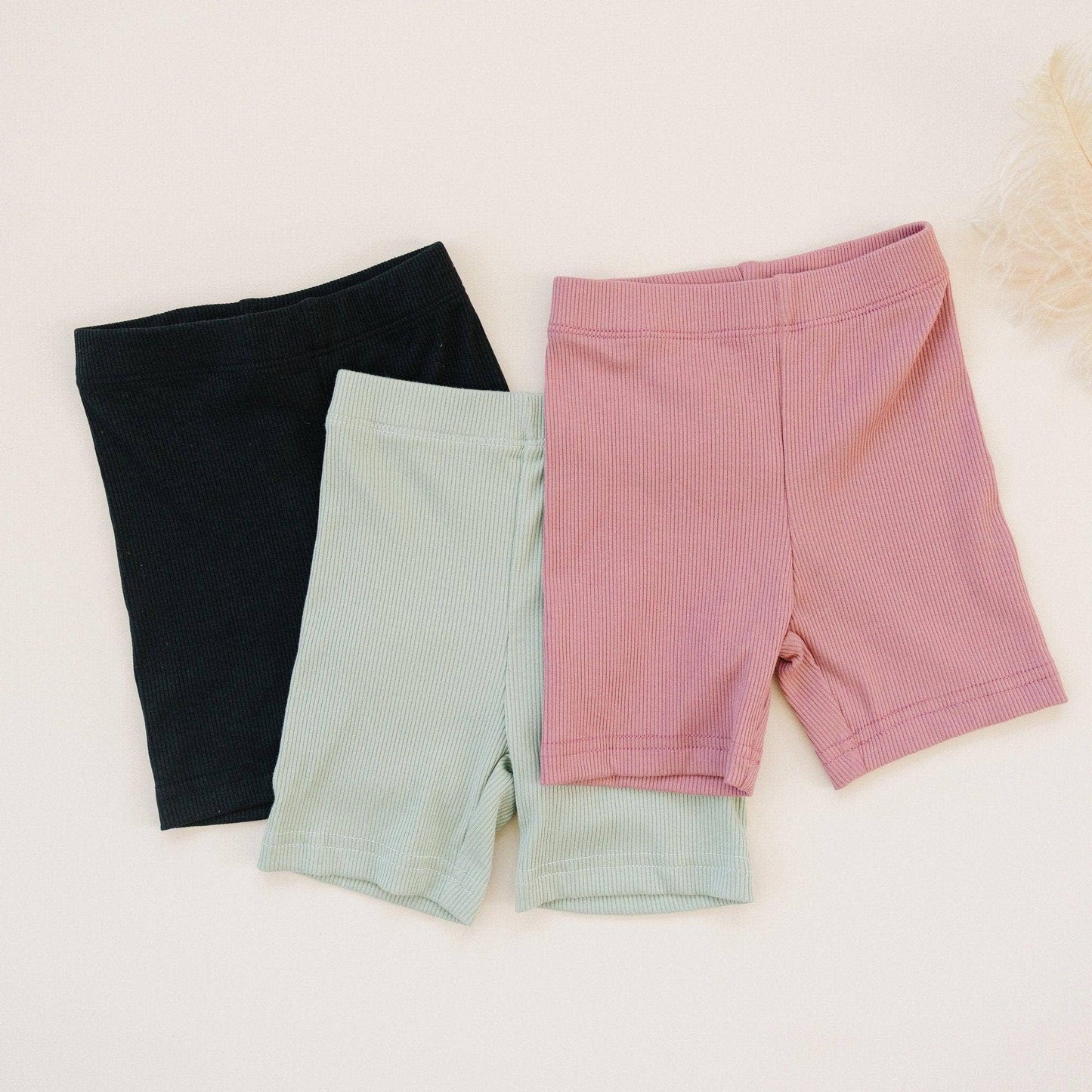 Ribbed Bamboo Bike Shorts: Black