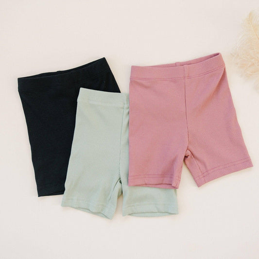 Ribbed Bamboo Bike Shorts: Black