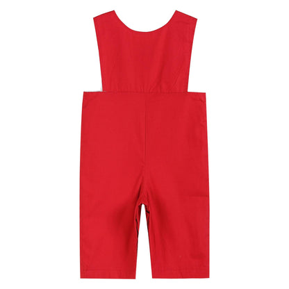 Red & White Santa Smocked Overalls