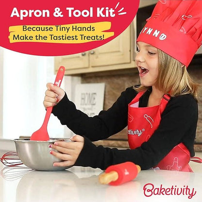 Baketivity Kids Chef Hat & Apron Customizable Set