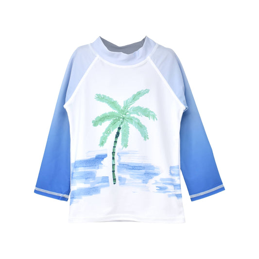 Painted Palms Rash Guard Swim Top