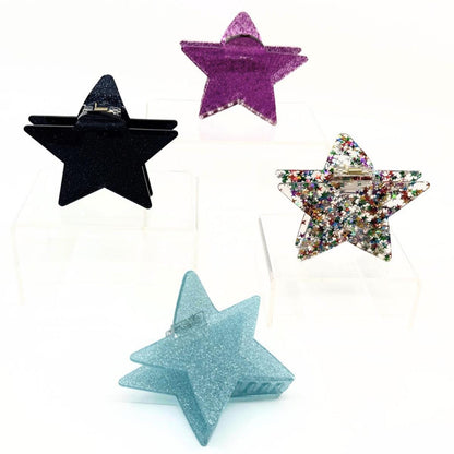 Glitter Star Hair Clips