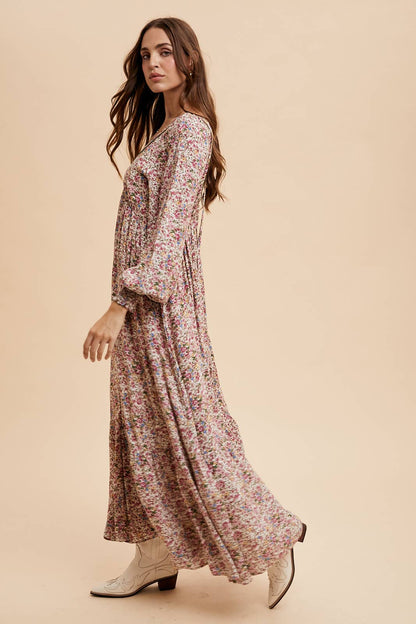 Vintage Cream Floral Maxi Dress