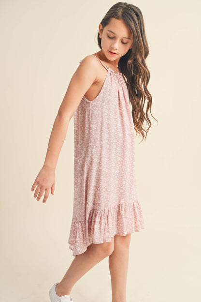 Tween Girl Halter Blush Flounce Dress