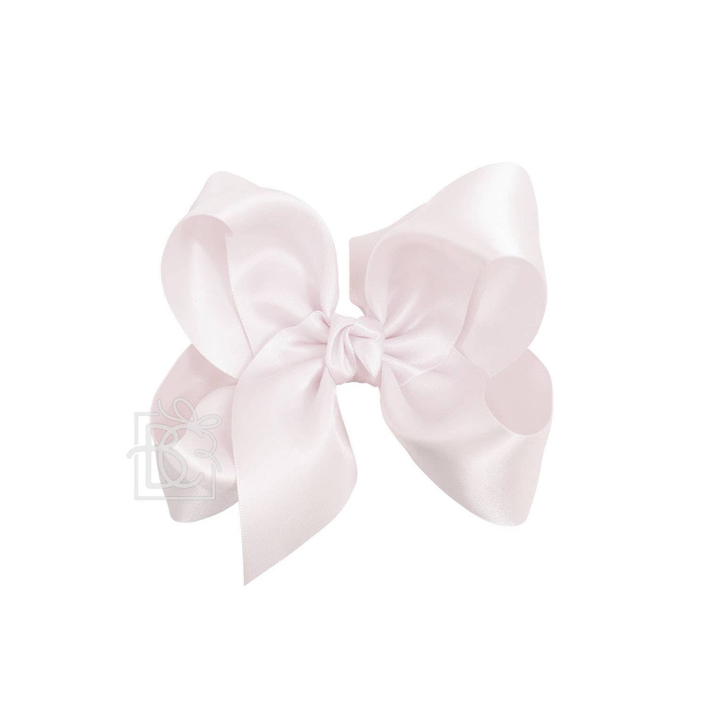 SATIN BOW ON CLIP: POWDER PINK / 5.5" Huge - 2.25" Ribbon on Alligator Clip