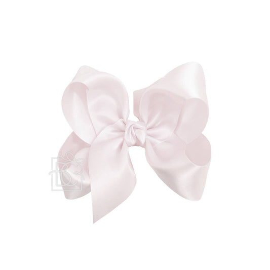 SATIN BOW ON CLIP: POWDER PINK / 5.5" Huge - 2.25" Ribbon on Alligator Clip