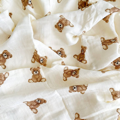 Teddy Muslin Swaddle Blanket