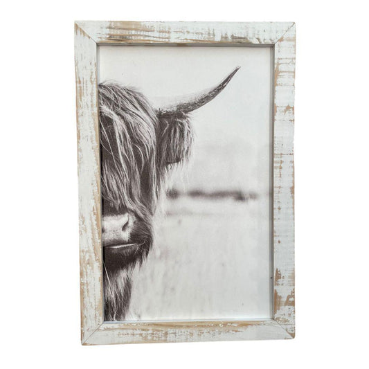 Cow Wood Framed Print