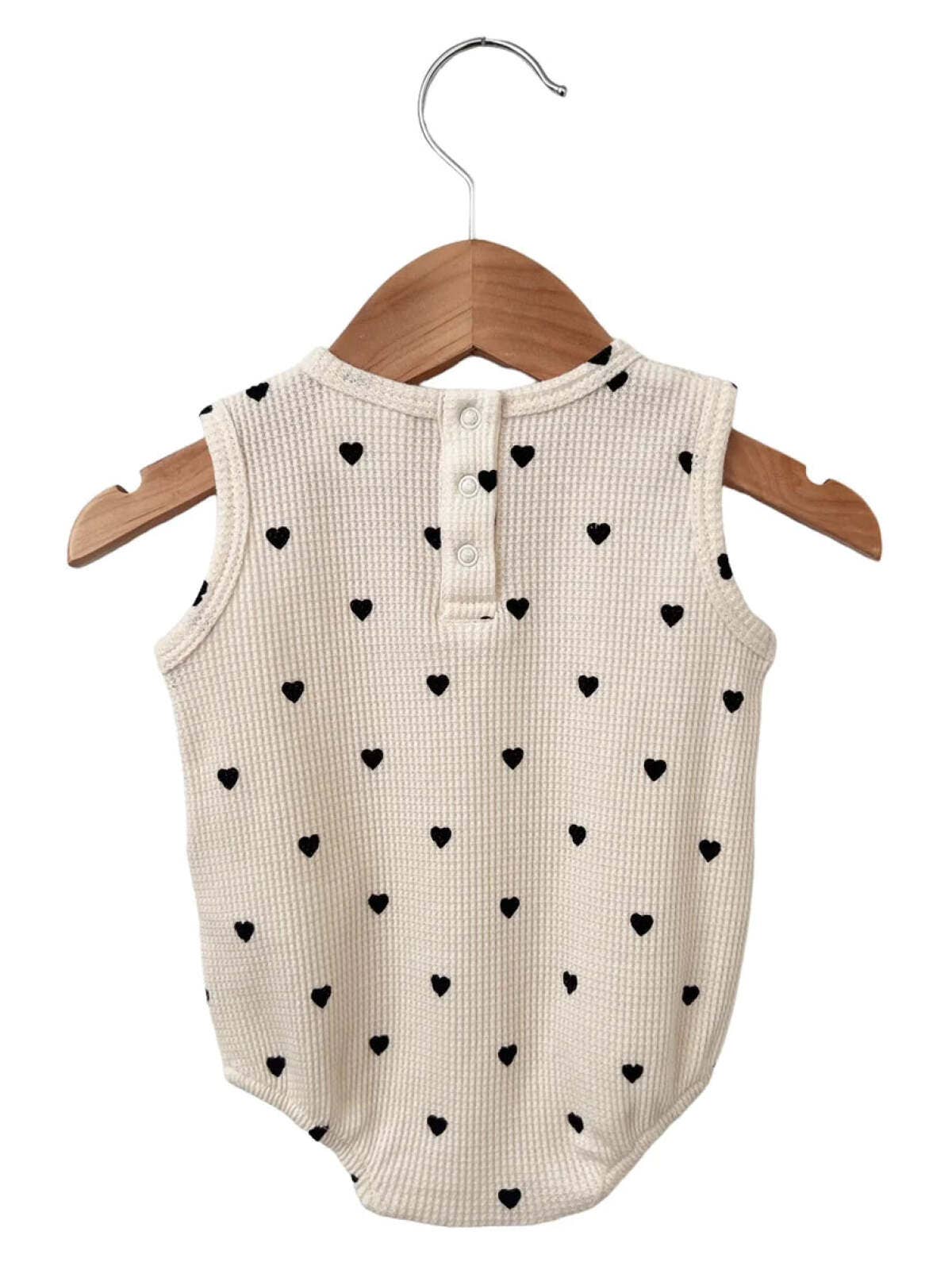 Organic Black Heart Waffle Bubble Romper