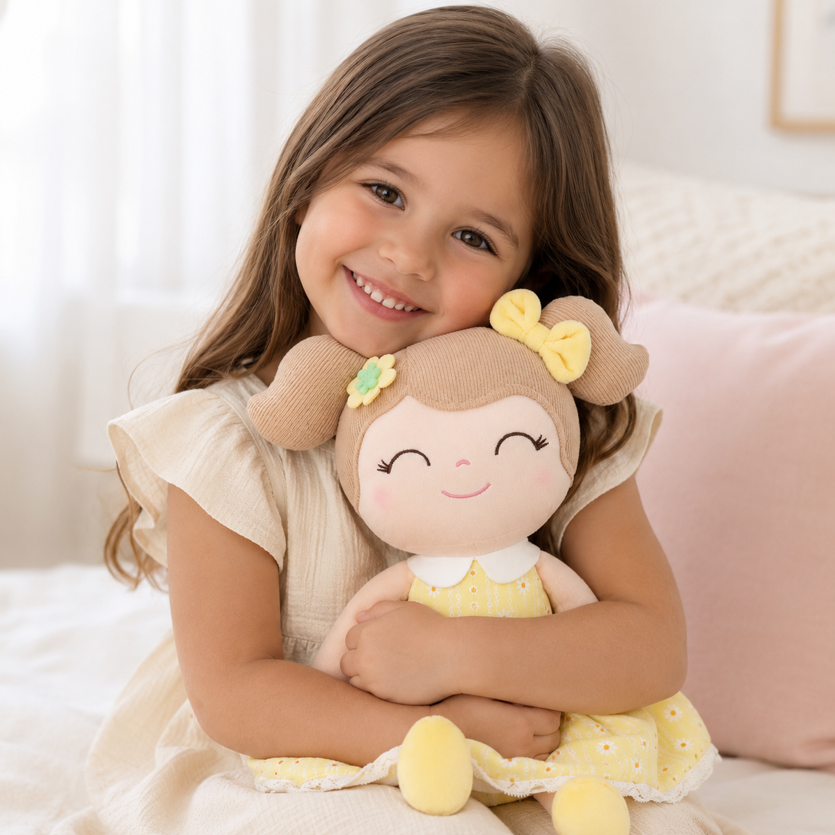 16" Keepsake Plush Doll - Yellow Dress Light Brown Hair