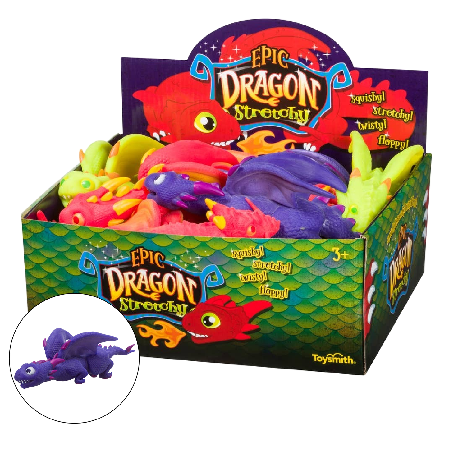 10" Dragon Stretchy, Assorted Colors, Tactile Fun