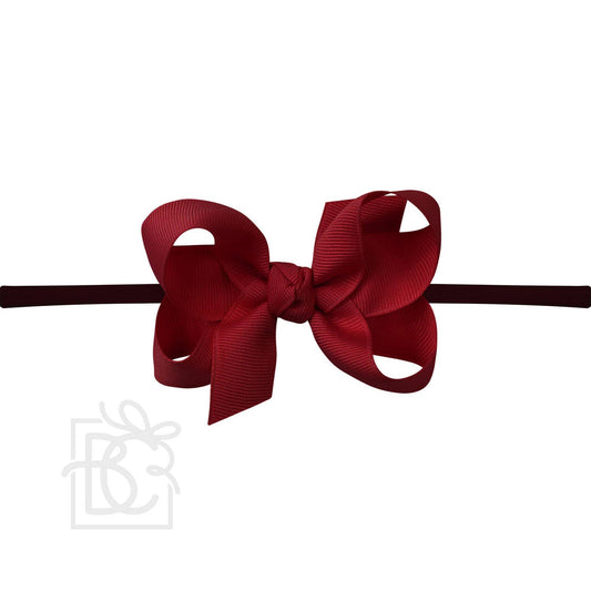 1/4" Nylon Pantyhose Headband w/ Signature Grosgrain Bow: 3.5" Medium