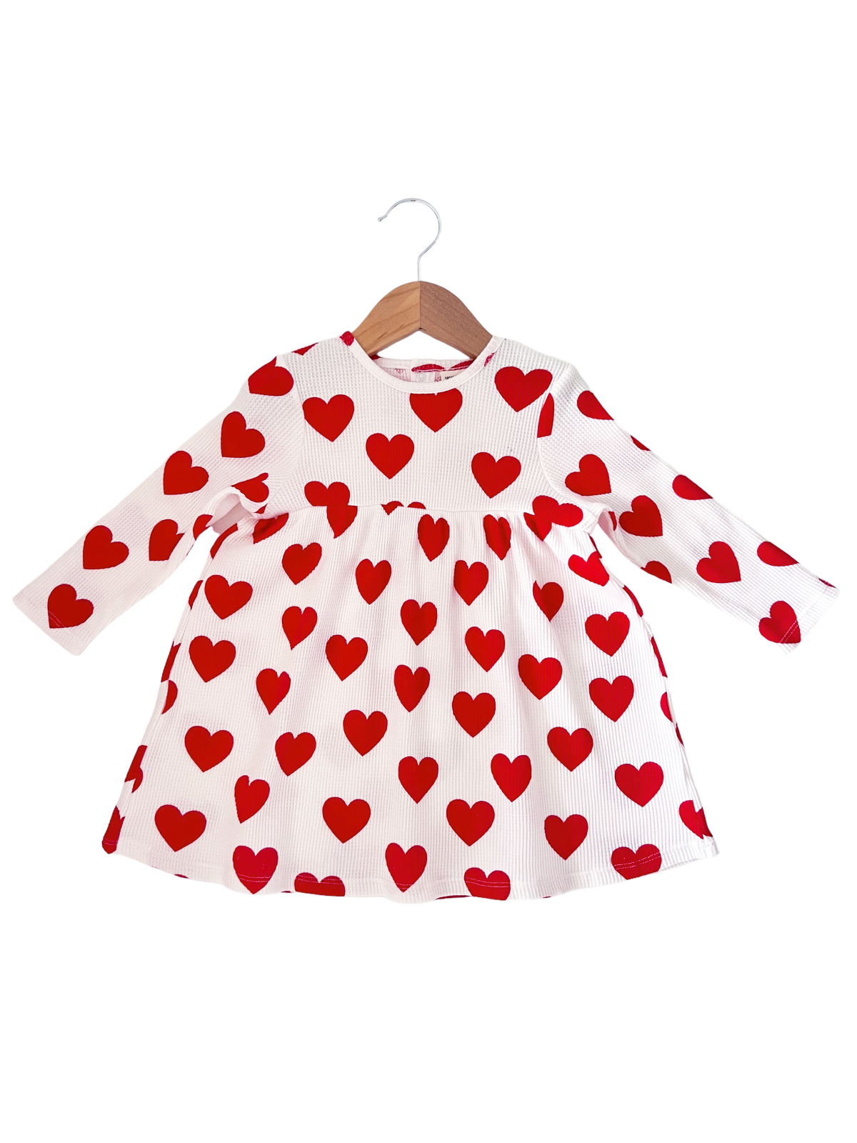 Organic Red Heart Waffle Simple Dress