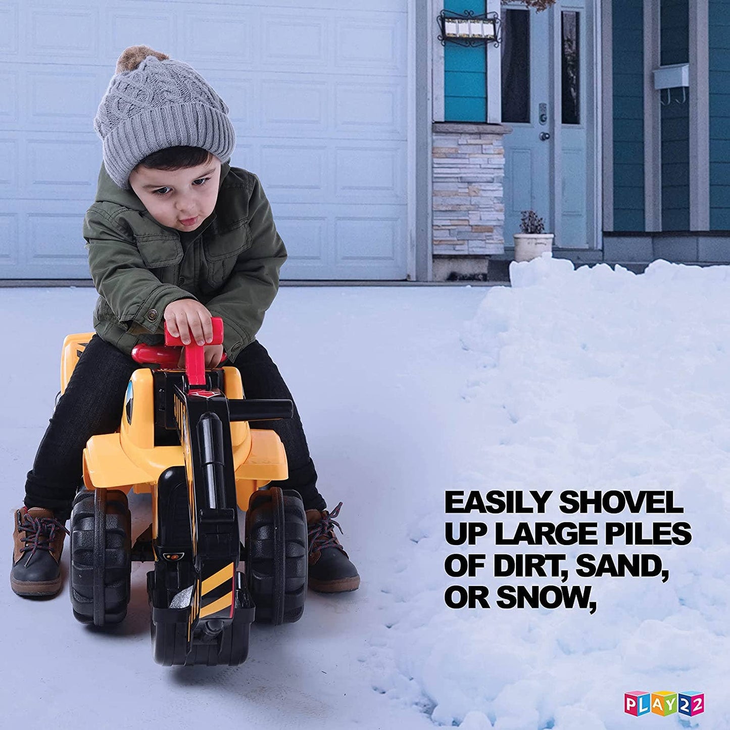 Play22 Ride-On Toy Tractor Excavator for Kids with Helmet